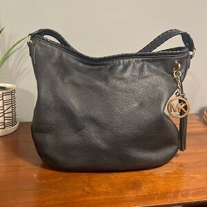 Michael Kors hobo black leather shoulder purse